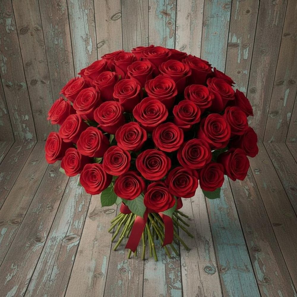 Букет 55 Красных роз Фридом в Красновидово