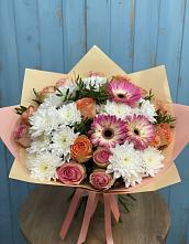 Букет цветов из:  Розы, Герберы и Хризантемы в Красновидово