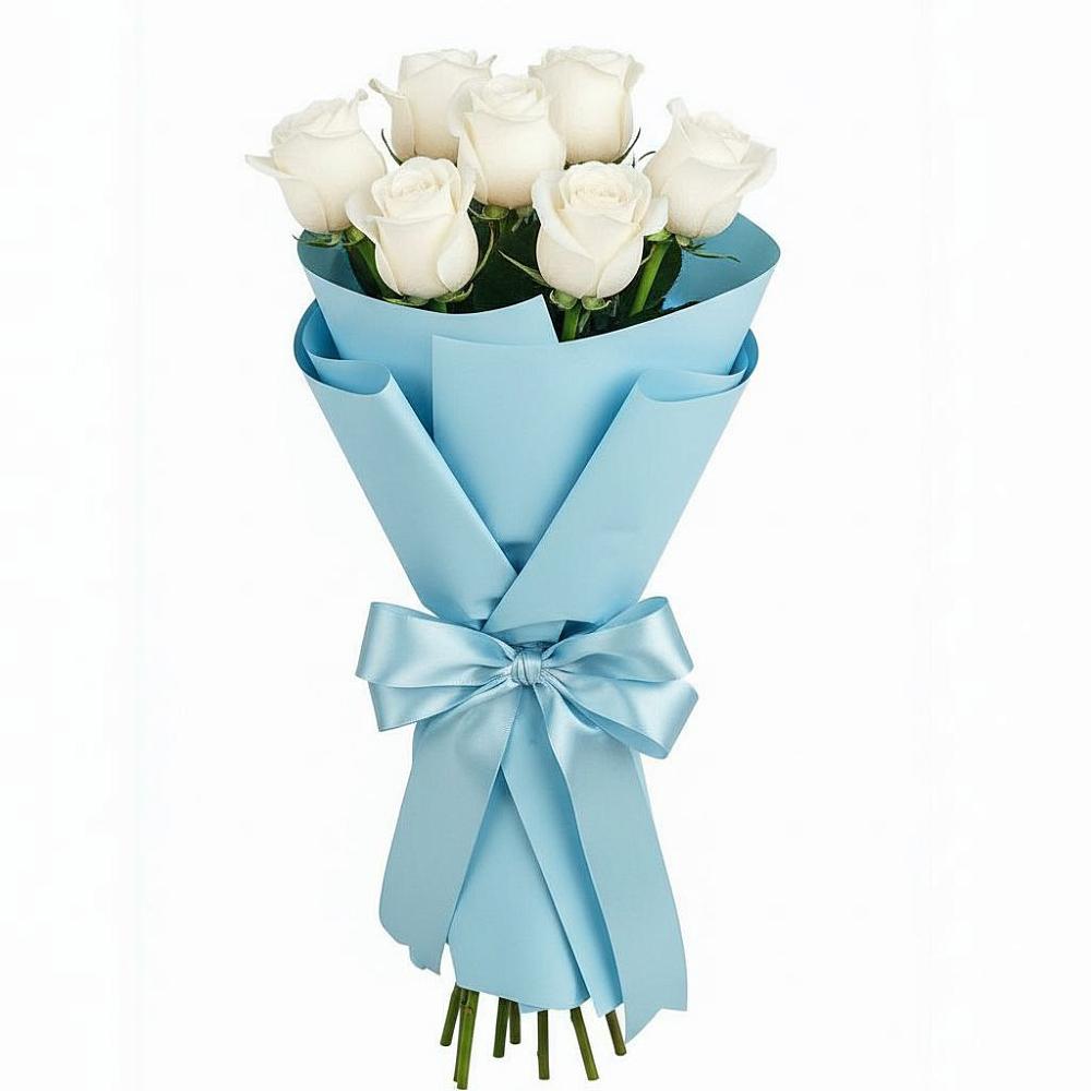Букет 7 белых роз Проуд в Красновидово