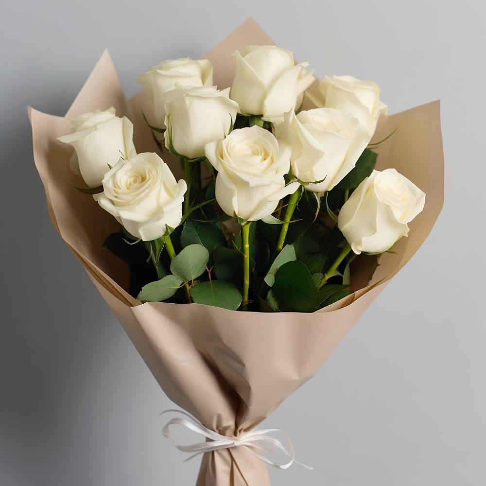 Букет 9 Белых роз Эдлесс Лав в Красновидово