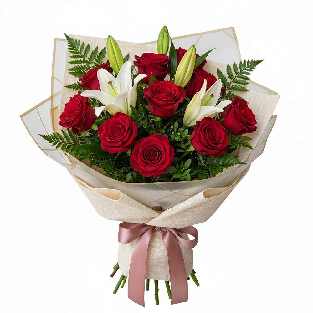 Букет цветов из: Лилии и Розы в Красновидово