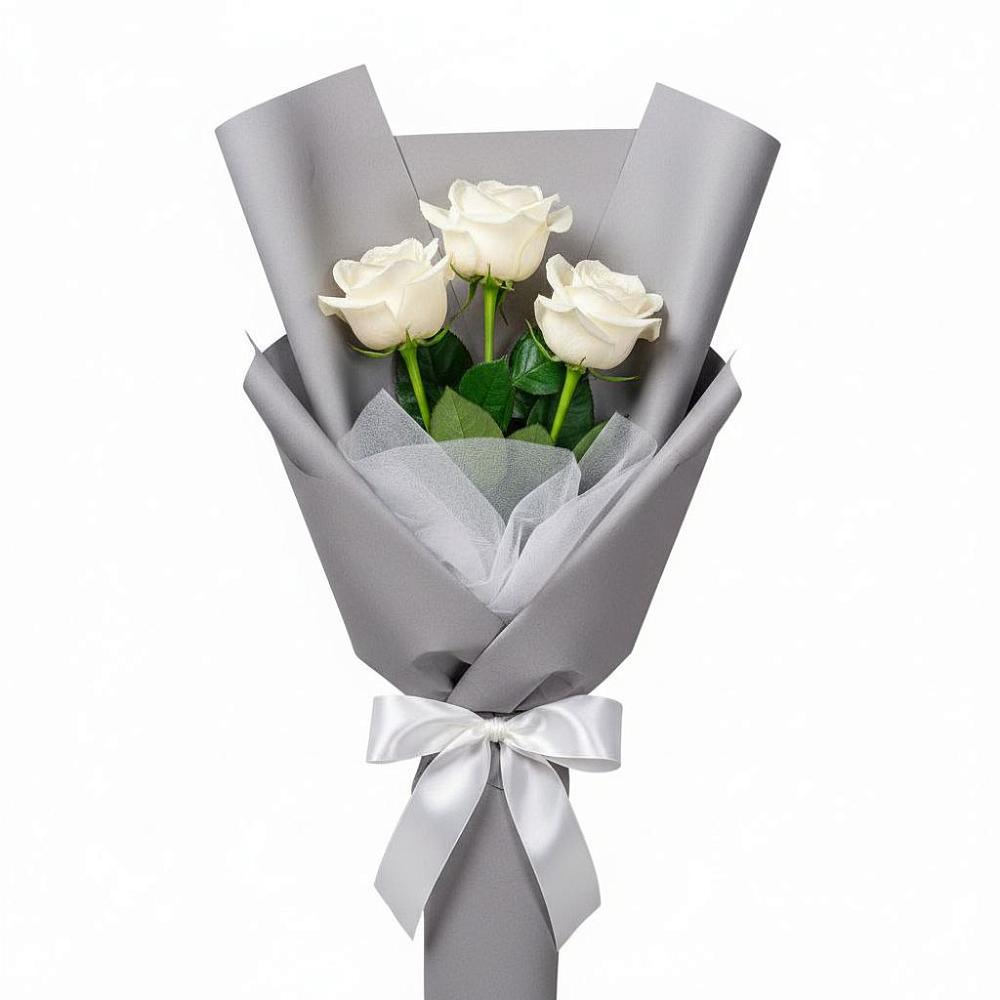 Букет 3 белые розы в Красновидово