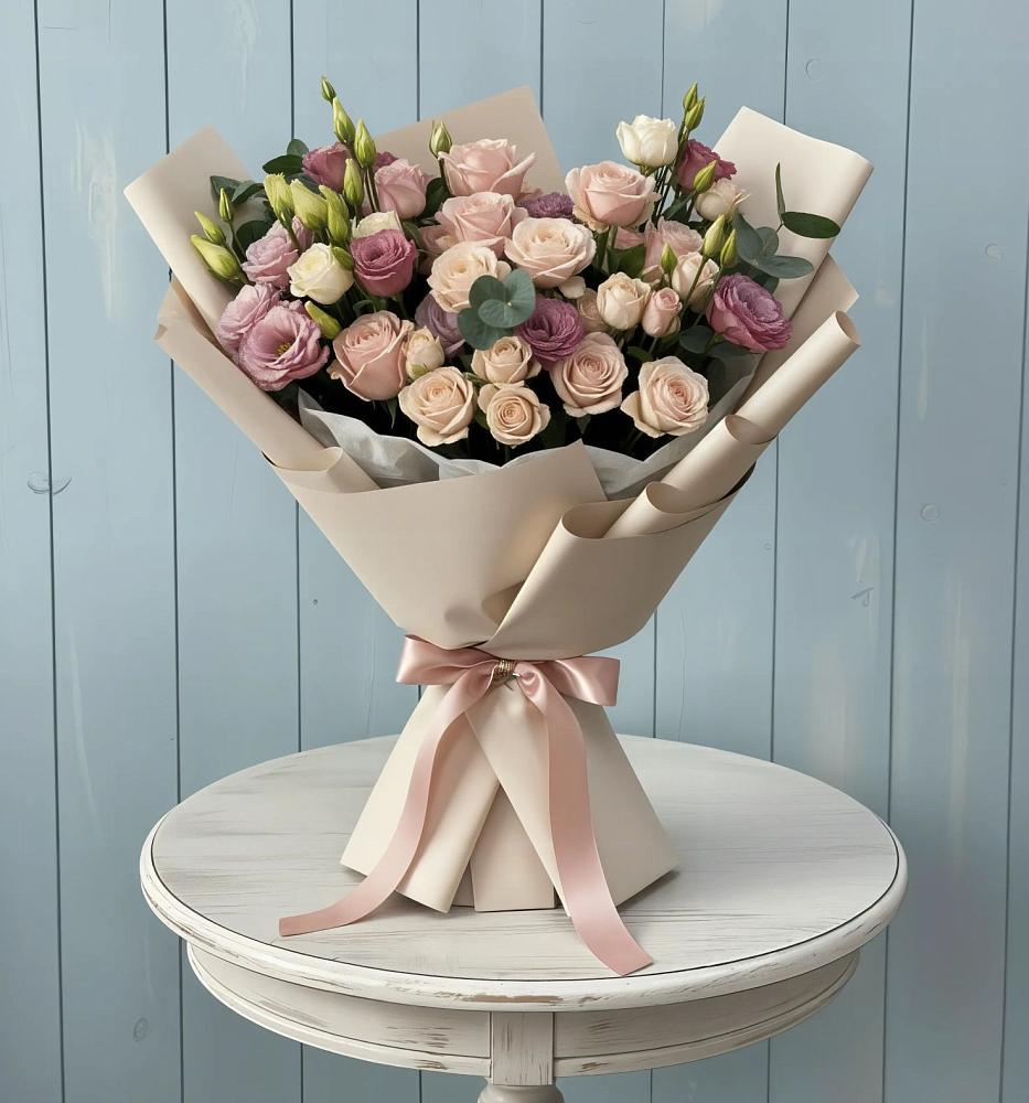 Букет цветов из: Розы и Лизиантусы в Красновидово