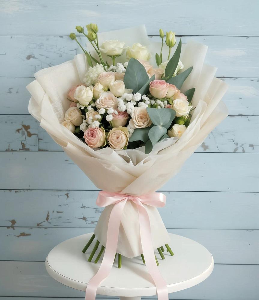 Букет цветов из: Розы и Лизиантусы в Красновидово