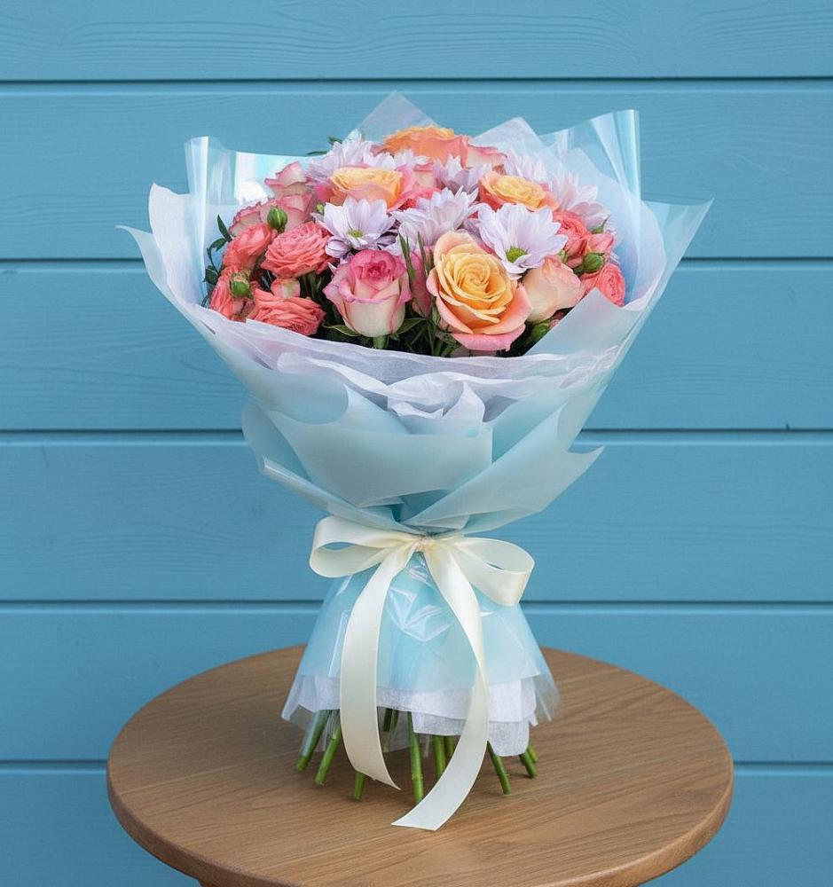 Букет цветов из: Хризантемы и Розы в Красновидово