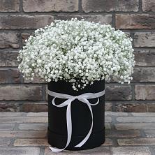 Цветочная композиция из Гипсофила в шляпной коробке в Красновидово